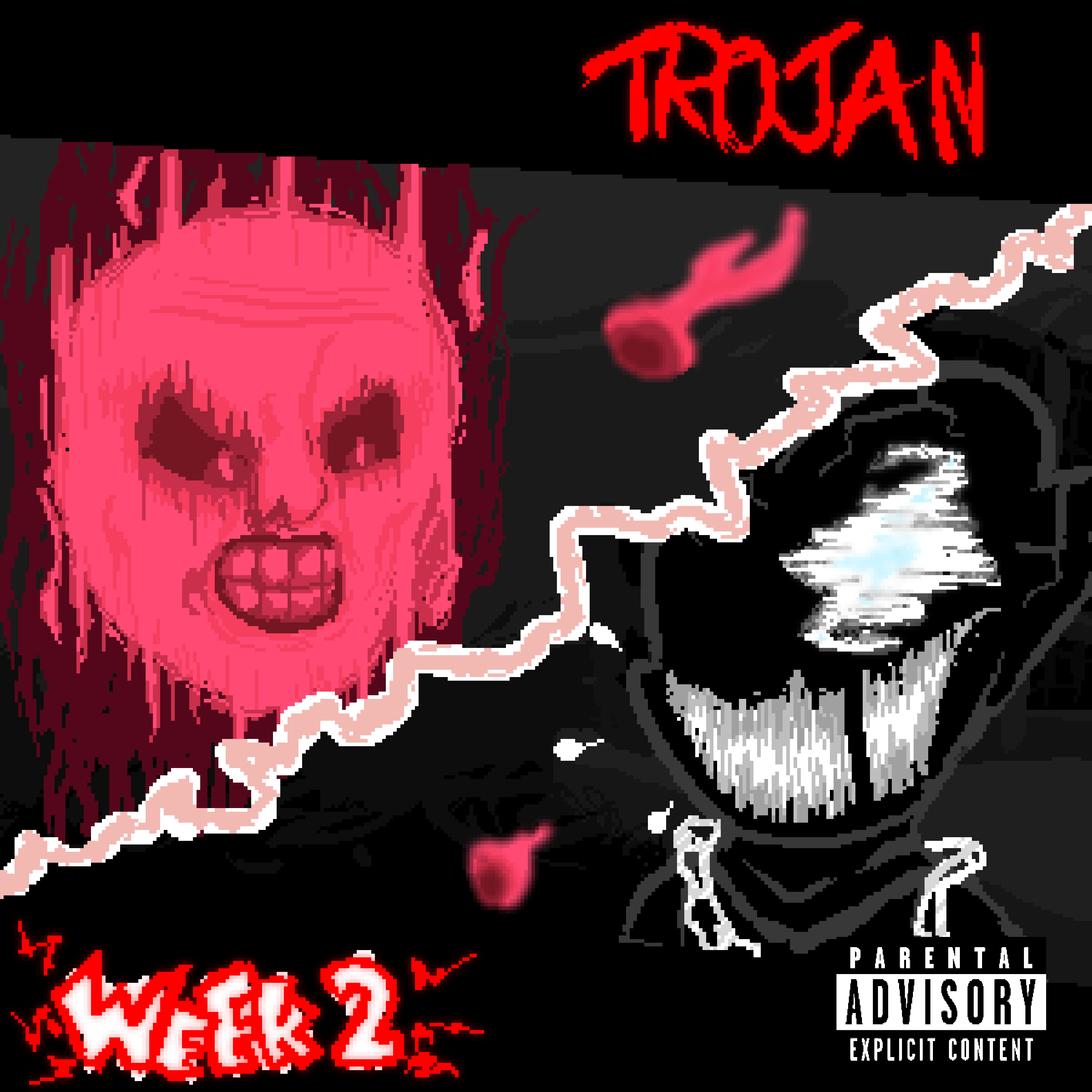 Fanmade album art for week 2 of Funkin' Insanity Corruption, Trojan